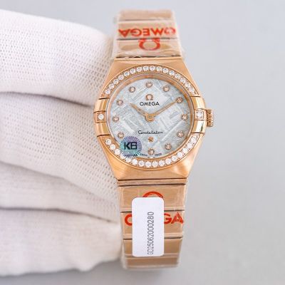 Omega 5th Constellation 28mm Quartz Movement Diamond Bezel Women Watch